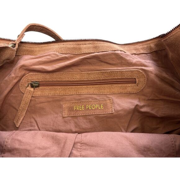 Free People Roma Suede Tote Bag in Coconut Shell Crossbody Slouchy Hobo Bohemian - Picture 10 of 14